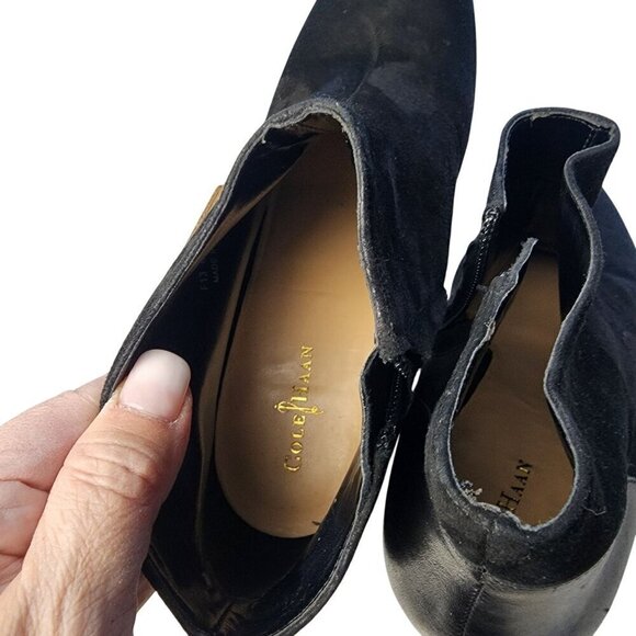 Cole Haan Genuine Suede & Leather Zip Ankle Boots Black Size 9 - Picture 12 of 15